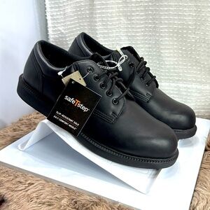 (W4) SafeTstep Comfort Men's Black Oxford Lace Up Work Shoes Anti-Slip 13 Men